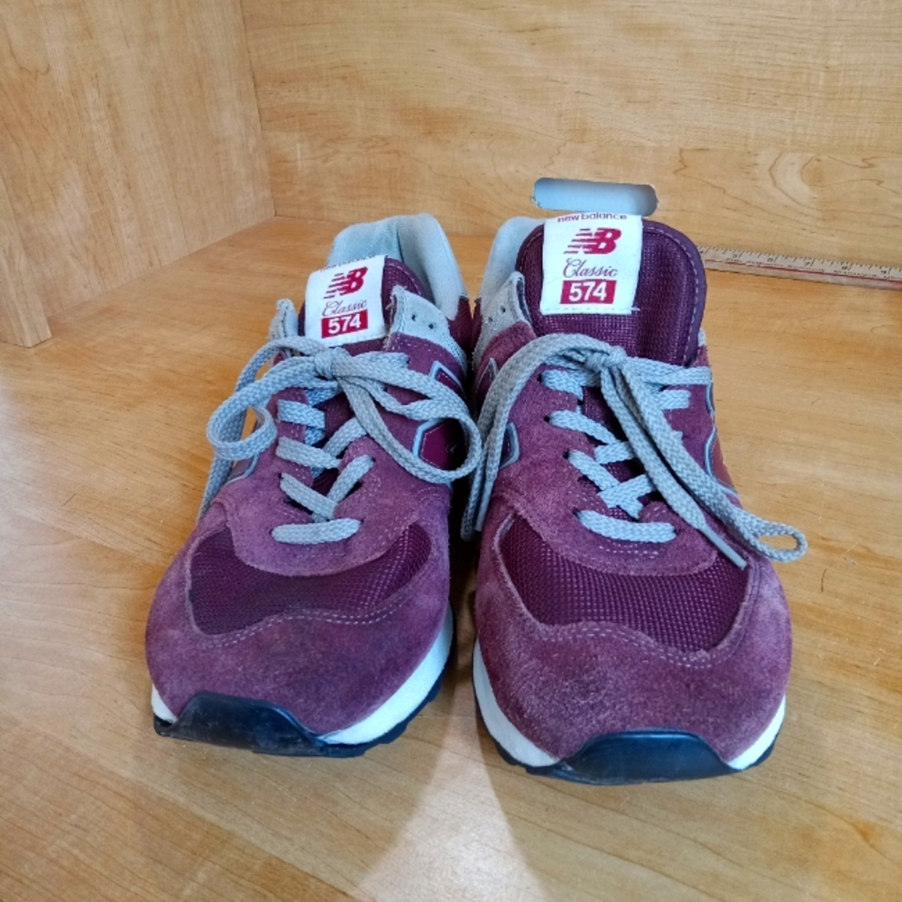 New Balance 574 Maroon and Gray Sneakers